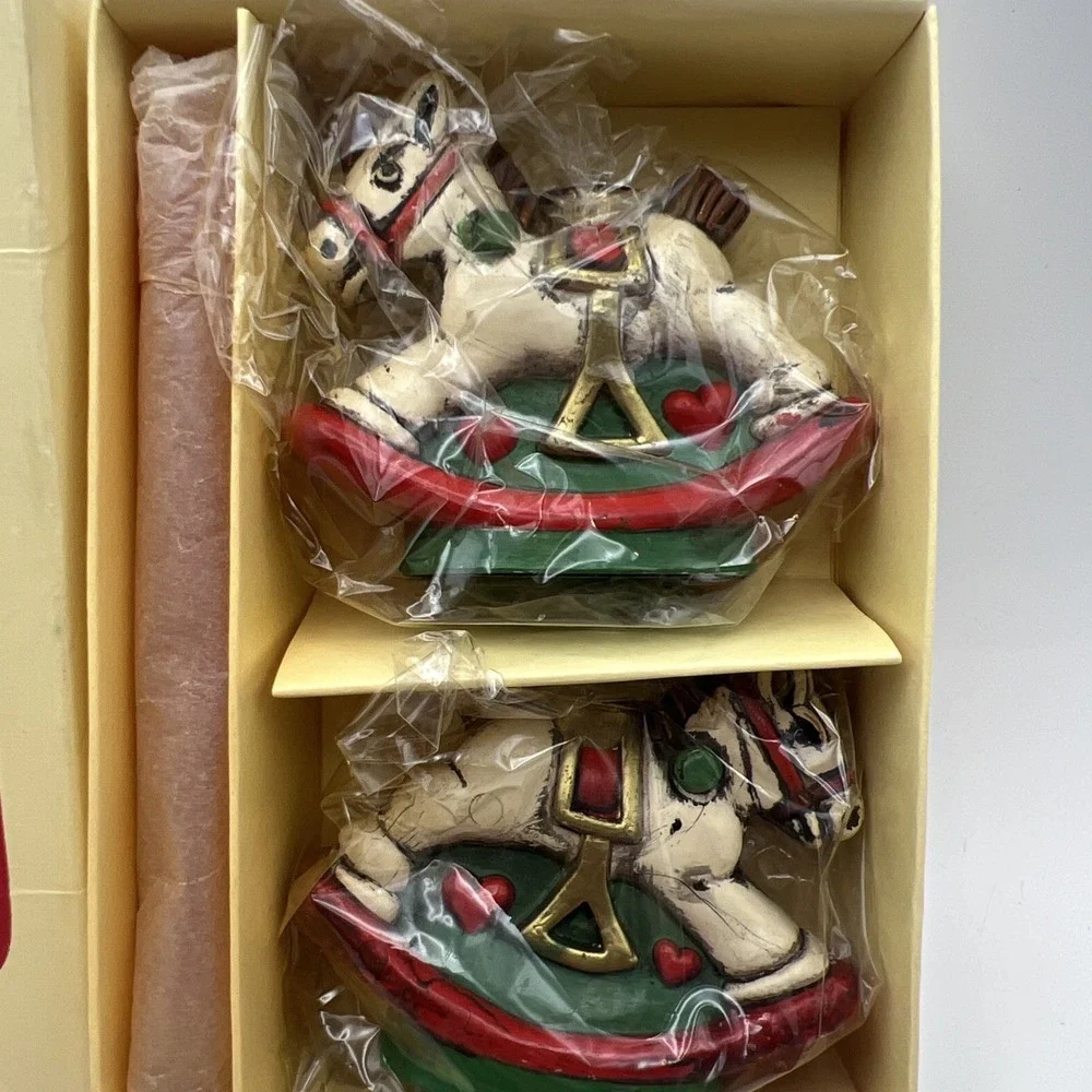Vintage Holiday Memories Collector Ornament  Rocking Horse Candle Holders NIB